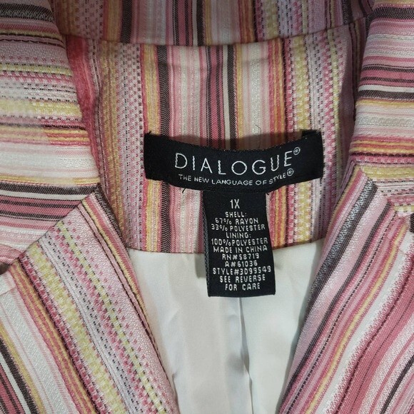 Dialogue Pink Muli-Colored Striped Blazer - 1X - Picture 3 of 10